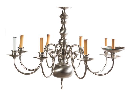 Appraisal: Sale Lot A Dutch Baroque Style Pewter Eight-Light Chandelier having