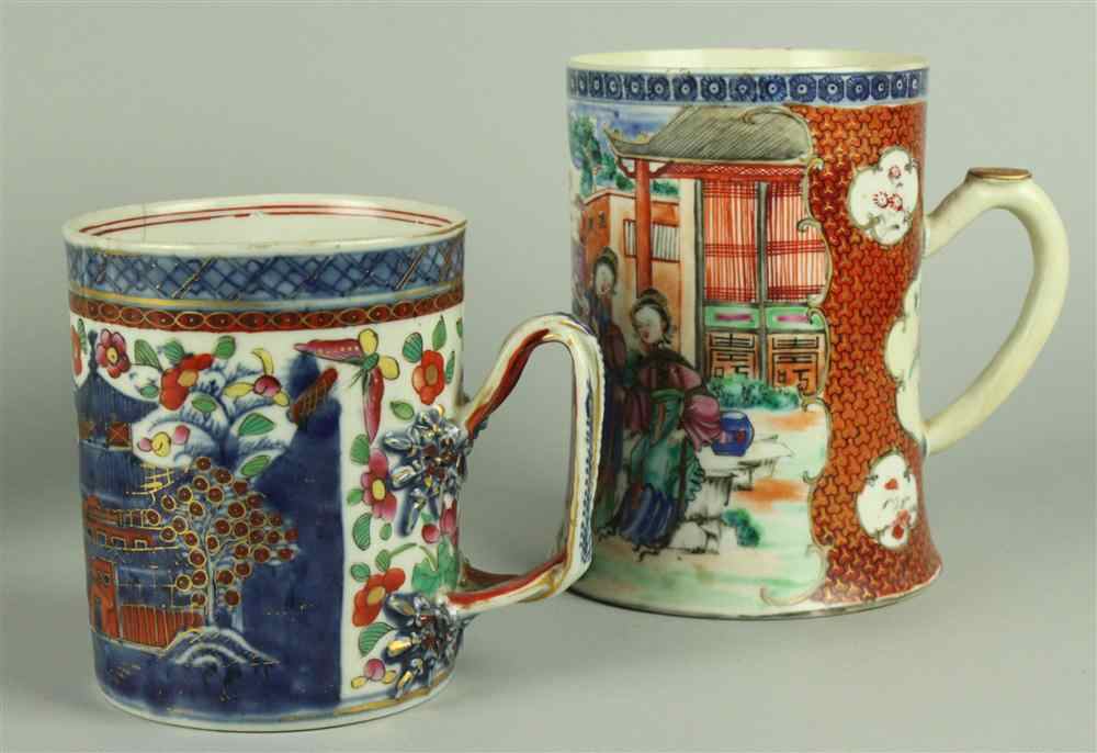 Appraisal: TWO LARGE CHINESE EXPORT MUGS TH CENTURY the first of