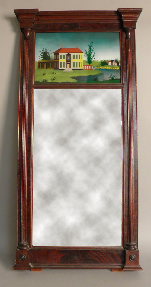 Appraisal: Late Federal mahogany looking glass ca x