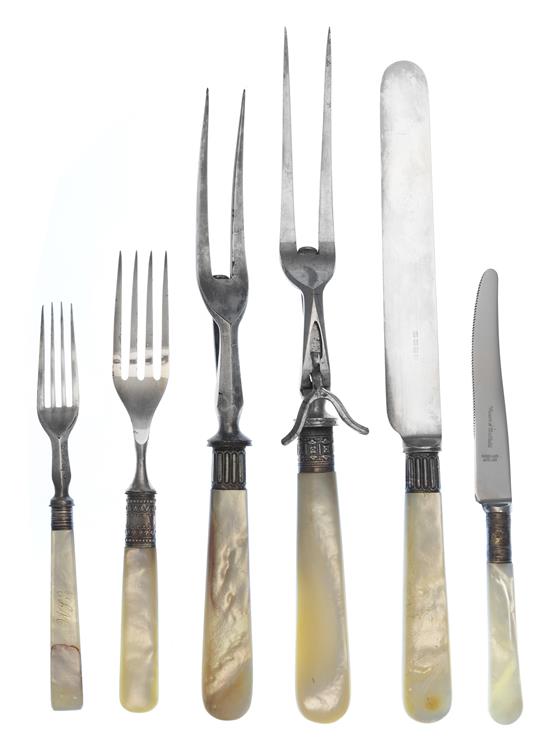 Appraisal: Sale Lot A Collection of Mother-of-Pearl Handled Flatware comprising carving