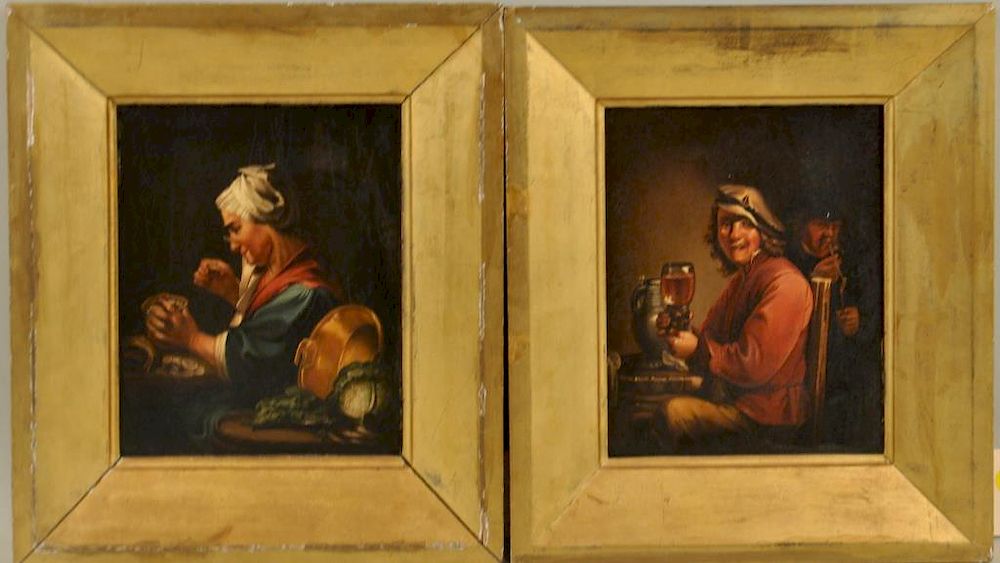 Appraisal: Pair Old Master Style Framed Portraits O B bearing script