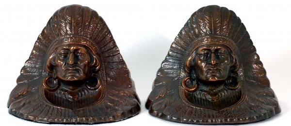 Appraisal: A pair of cast bronze Indian bookends MEASUREMENTS - wide