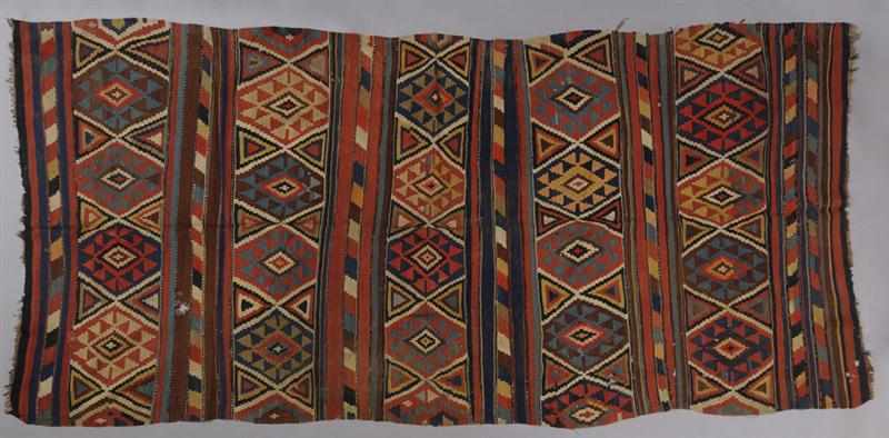 Appraisal: CAUCASIAN KILIM Worked with hexagons enclosing concentric diamonds and diagonal