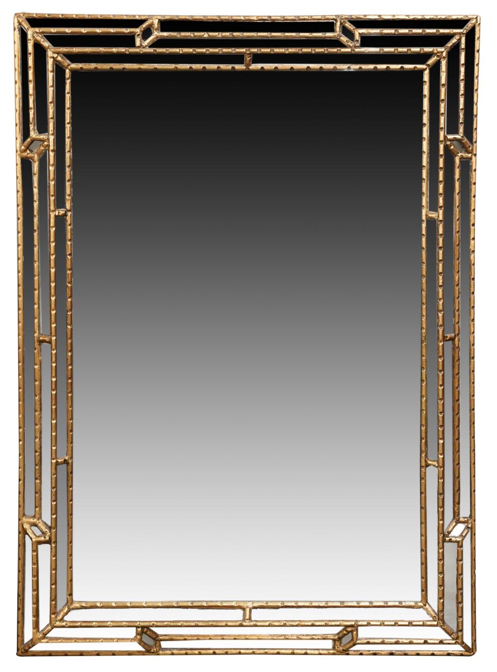 Appraisal: GILT WALL MIRRORcontemporary the central plate surrounded by three rows