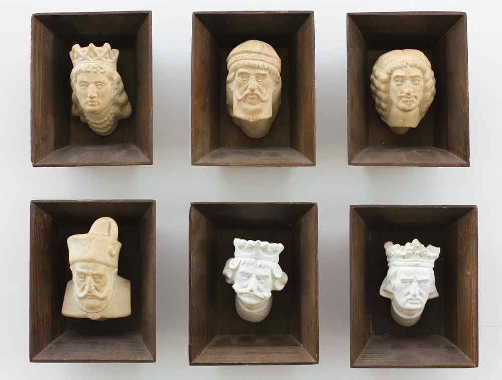 Appraisal: SIX BISQUE BUST SCULPTURES OF POLISH KINGS BY MIERZEJEWSKI AFTER