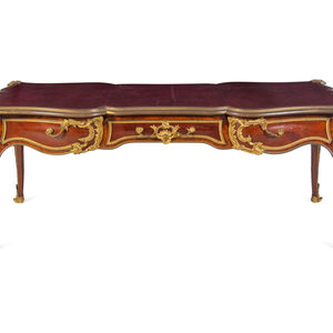 Appraisal: A Louis XV Style Gilt Bronze Mounted and Tooled Leather-Inset