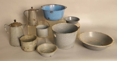 Appraisal: Nine pieces of graniteware