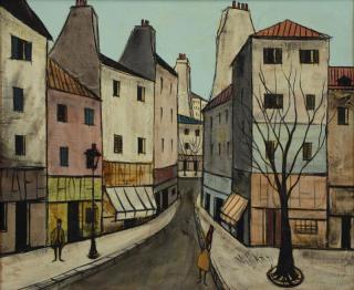 Appraisal: VILLARD Oil on Canvas French Street Scene Signed lower right