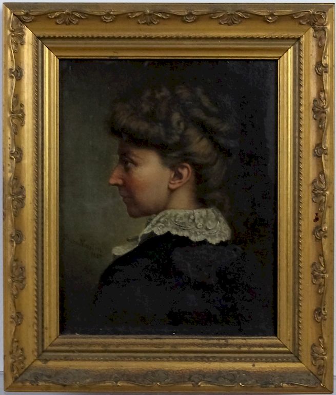 Appraisal: Silas Martin - American Portrait Painting Silas Martin - American