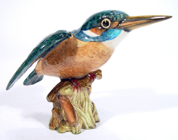 Appraisal: Hand painted Beswick kingfisher on a reed base printed factory