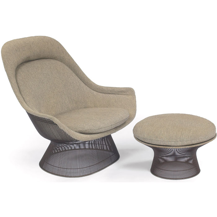 Appraisal: Warren Platner Easy chair and ottoman by Knoll International bronze