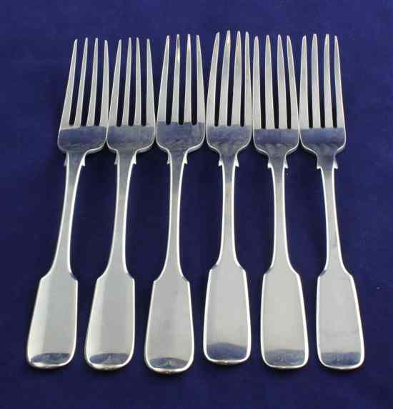 Appraisal: A matched set of six Victorian provincial silver fiddle pattern