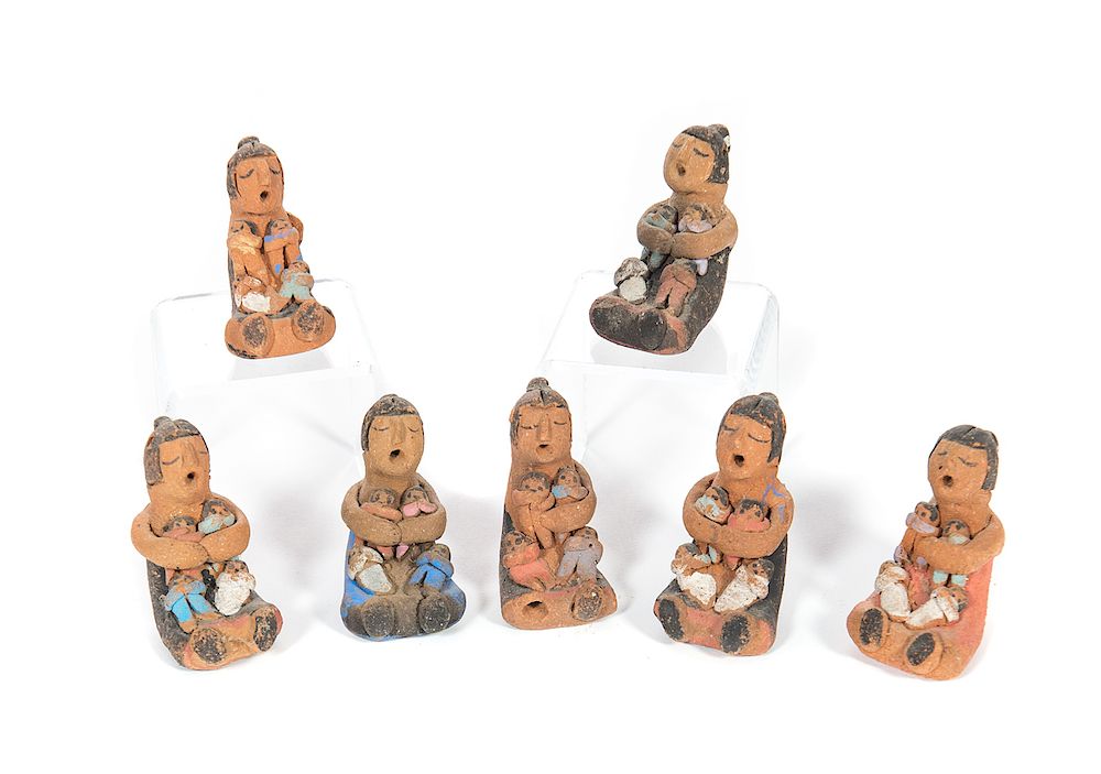 Appraisal: Set of T Lujan of Taos Pueblo Storytellers Micaceous Clay