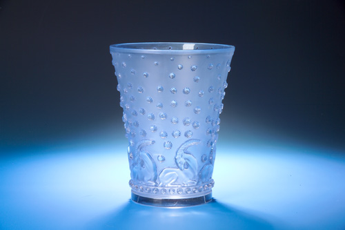 Appraisal: R LALIQUE Vase Ajaccio clear and frosted with blue patina