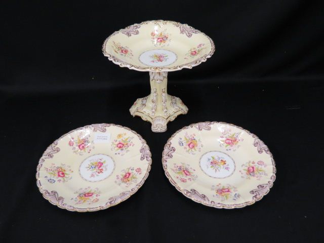 Appraisal: pcs Copeland Garrett Porcelain tall compote pair of plates floral