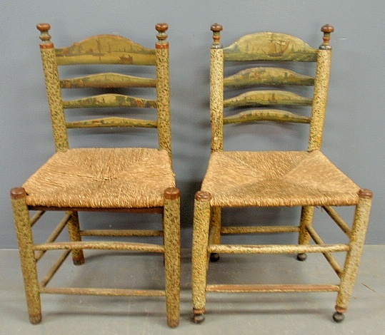 Appraisal: - Two similar Hudson River Dutch chairs th c the