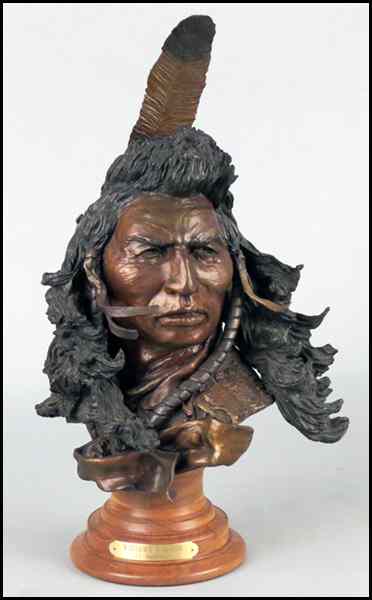 Appraisal: JERRY L SNODGRASS AMERICAN B WALLOWA WARRIOR Patinated bronze inscribed