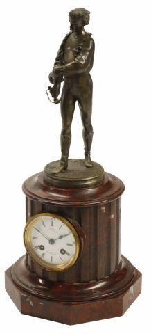 Appraisal: French figural mantel shelf clock th c surmounted by a