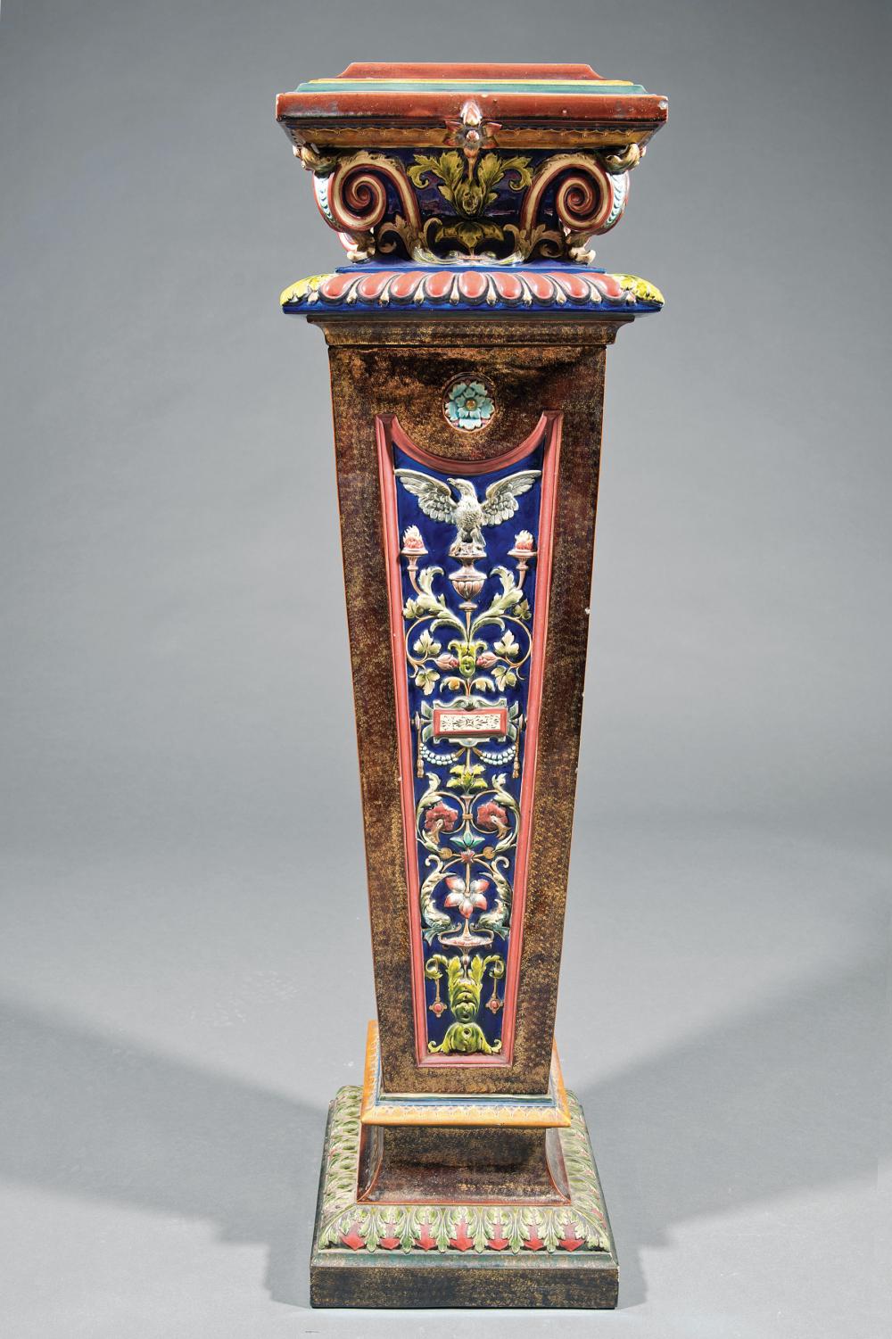 Appraisal: Continental Polychrome Majolica Pedestal Stand late th early th c