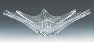 Appraisal: A Modernist Shape Daum Crystal Bowl Organic form boat shape