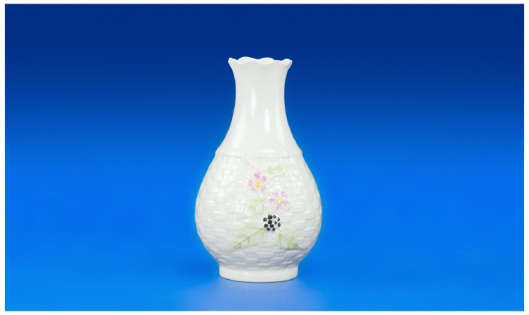 Appraisal: Belleek Vase Ovoid Shape to a Frilled Edge Flared Neck