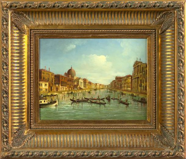 Appraisal: Italian School st Century Gondolas on a Venetian Waterway oil