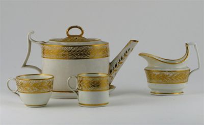 Appraisal: A Derby part tea and coffee service decorated with a