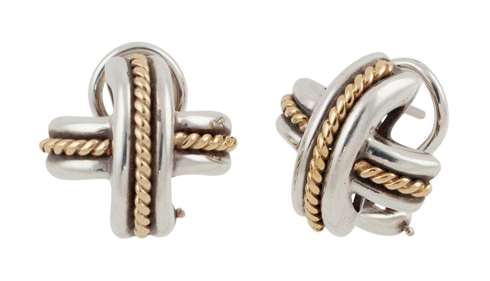 Appraisal: PAIR OF TIFFANY CO STERLING SILVER AND KT YELLOW GOLD