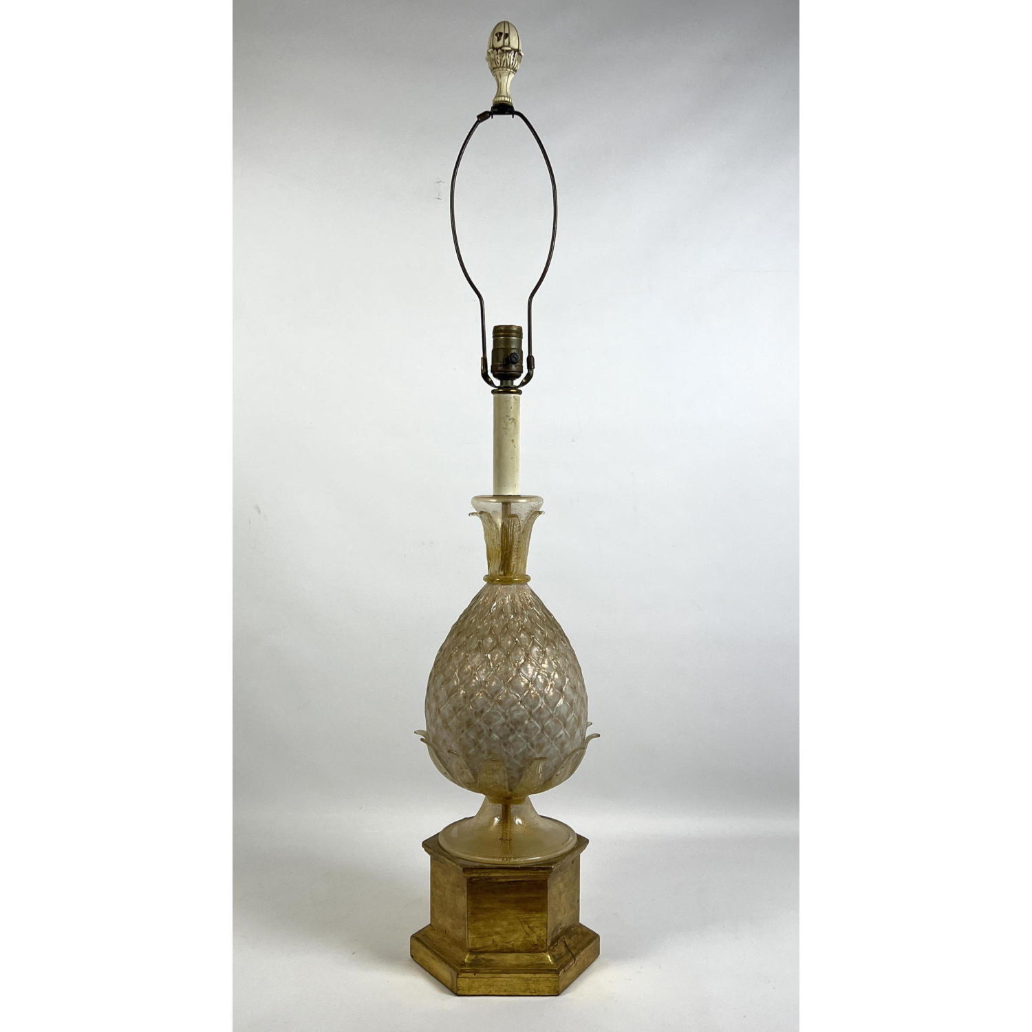 Appraisal: Murano Pineapple Lamp Gold interior flecks on gilt base Dimensions