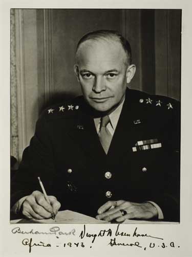 Appraisal: SIGNED DURING AFRICA CAMPAIGN EISENHOWER DWIGHT D Photograph Signed Dwight