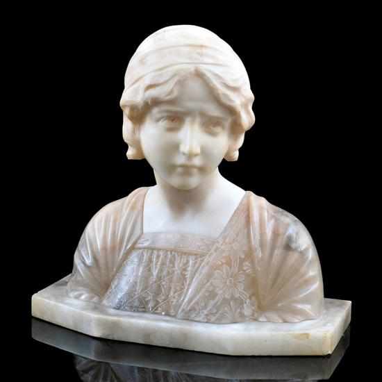 Appraisal: An Art Nouveau carved alabaster bust Circa Carved as a