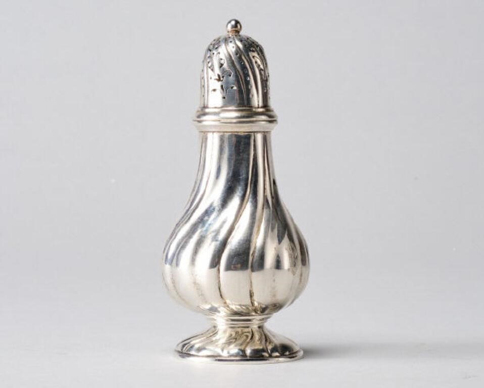 Appraisal: A solid silver fine muffineer or sugar caster in traditional