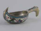 Appraisal: A small Russian silver kovsh with cloisonne enamel floral decoration