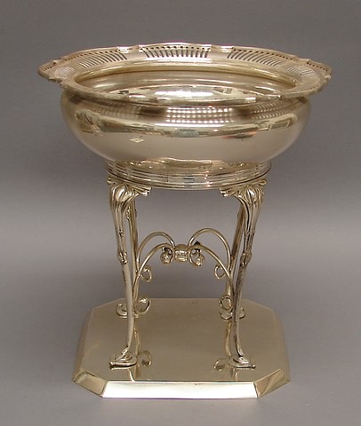 Appraisal: Circular bowl with scalloped reticulated rim stand having scrolled legs