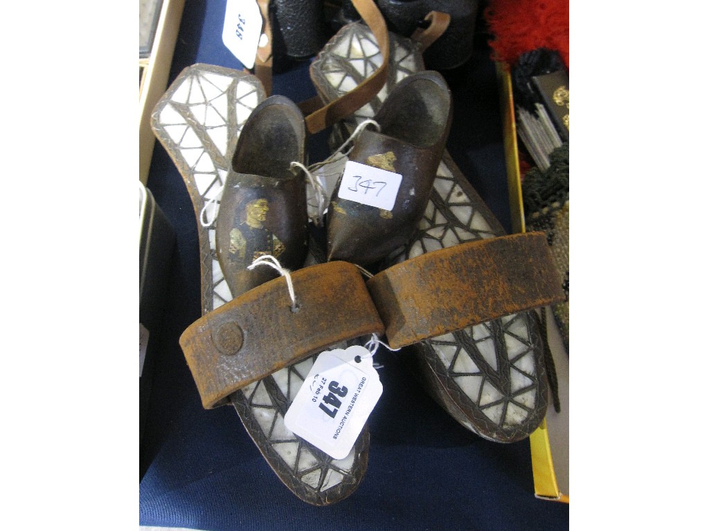 Appraisal: Lot comprising a pair of eastern shoes and a small