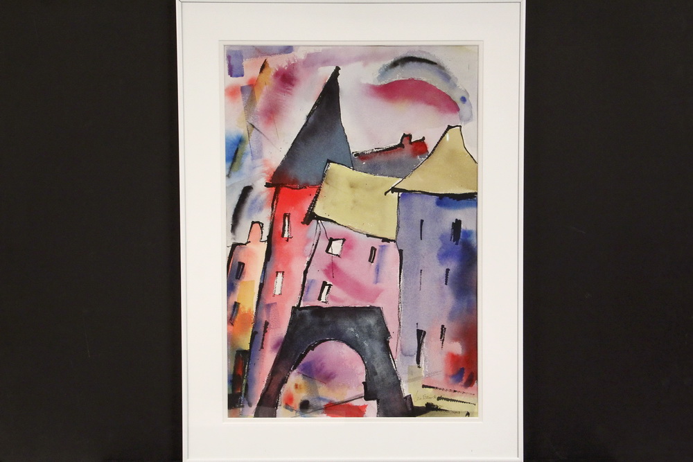 Appraisal: LEO BROOKS ME - - After Chagall watercolor on Strathmore