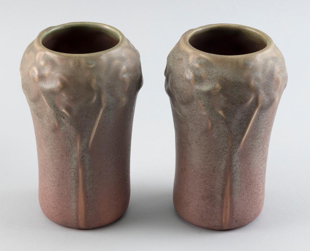 Appraisal: PAIR OF ROOKWOOD POTTERY DOGWOOD MATTE GLAZE VASES DATED HEIGHTS