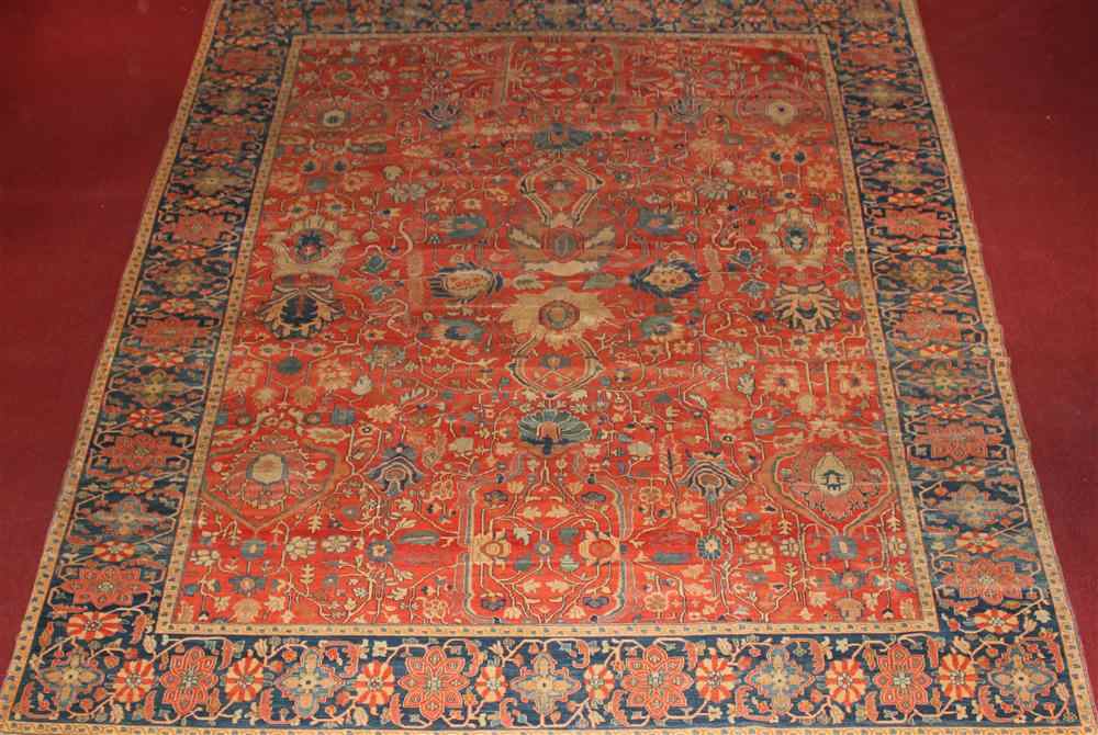 Appraisal: TURKISH SULTANABAD RUG approx ' x ' Provenance From a