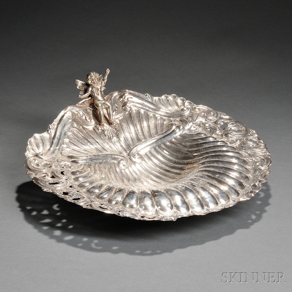 Appraisal: South American Sterling Silver Shell-form Dish th century with a