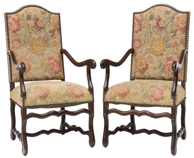 Appraisal: pair French Louis XIV style armchairs late th early th