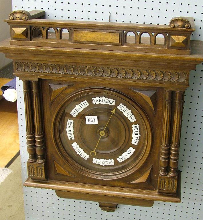 Appraisal: French oak aneroid wall barometer the dial with raised enamel