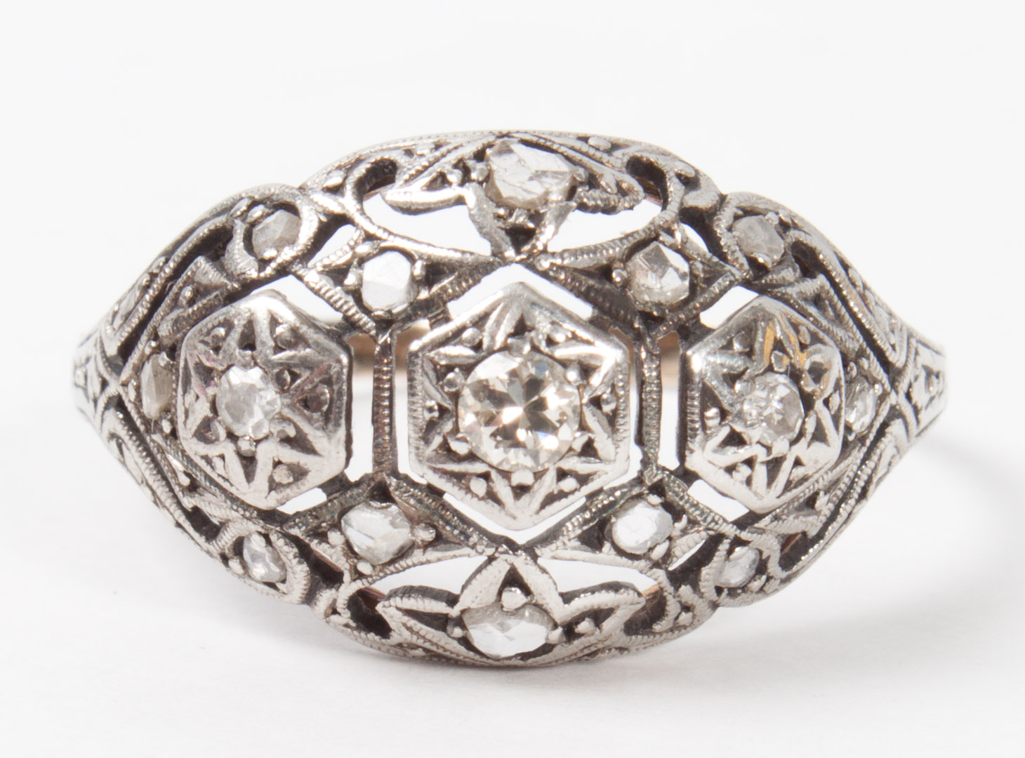 Appraisal: Edwardian diamond and white gold dome ring with small round