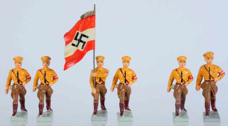 Appraisal: Lineol cm Hitler Youth Group Great condition group with flag-bearers