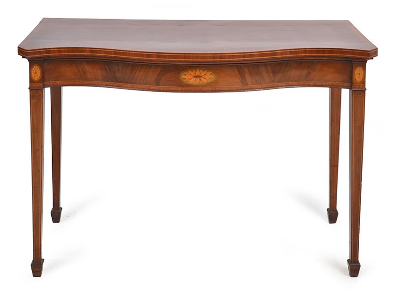 Appraisal: A GEORGE IV MAHOGANY SERVING TABLE serpentine with crossbanded borders