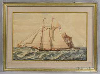 Appraisal: American School th Century Yacht Racing Scene American School th