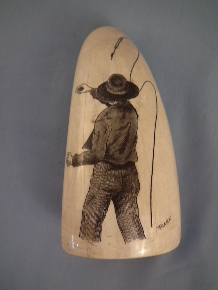 Appraisal: HARPOONER WHALE TOOTH Scrimshaw whale tooth depicting a man throwing