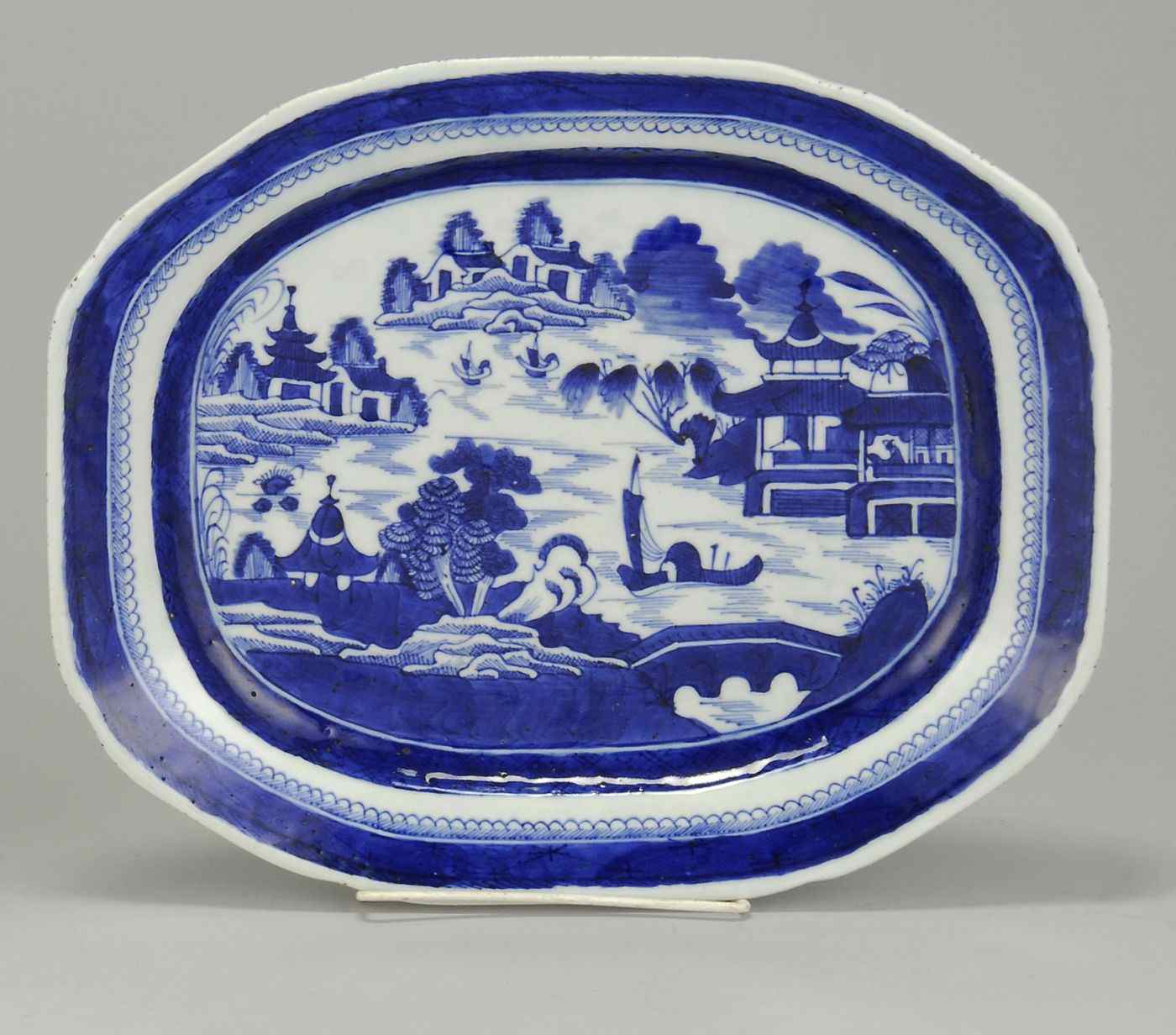 Appraisal: CHINESE EXPORT BLUE AND WHITE CANTON PORCELAIN PLATTER th CenturyLength