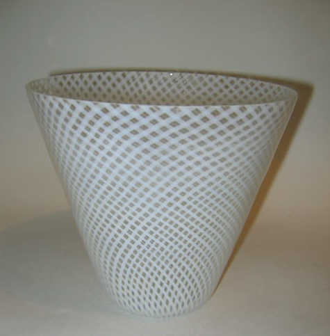 Appraisal: ITALIAN BLOWN GLASS VASE with white laticino design possibly Venini