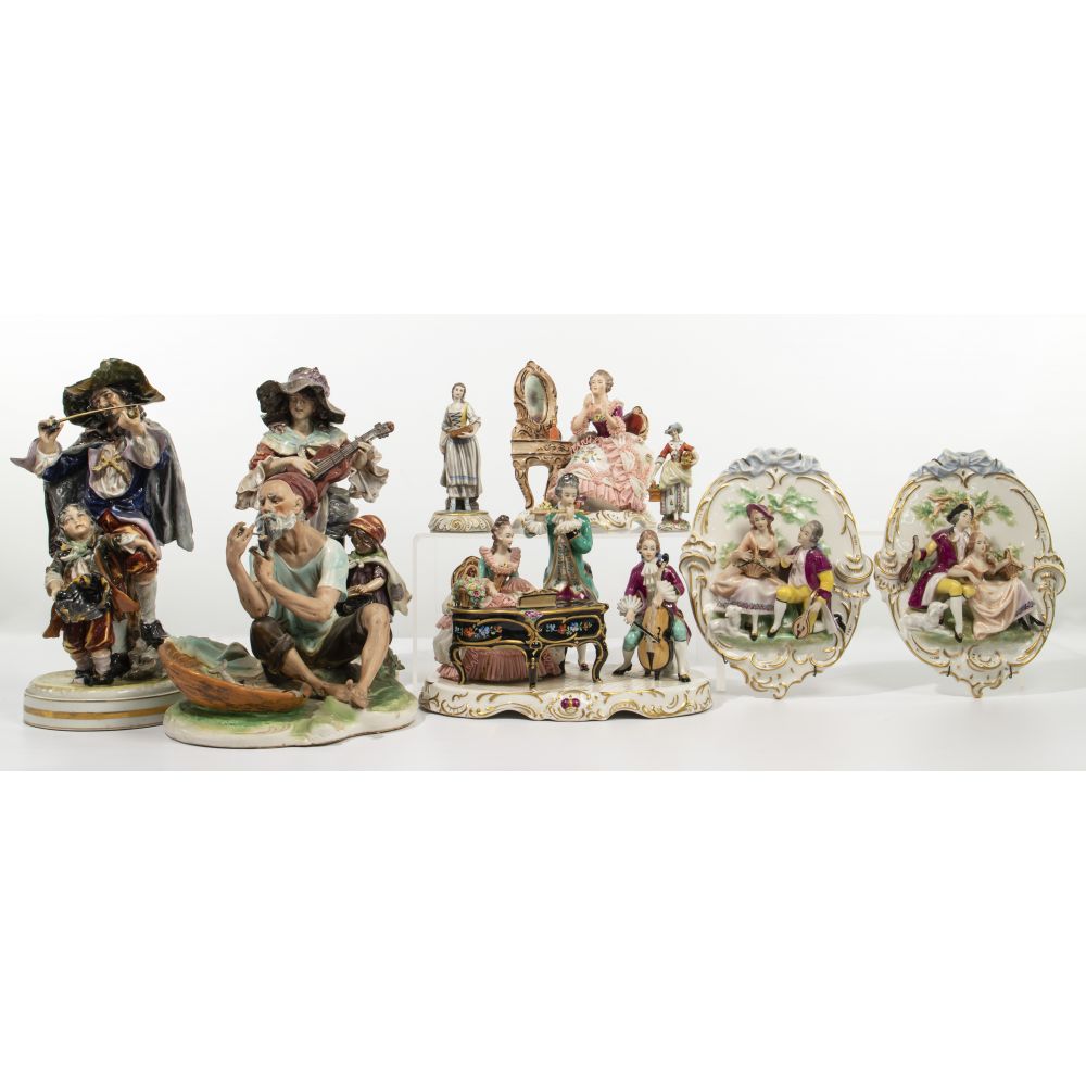 Appraisal: PORCELAIN FIGURINE ASSORTMENT items including Capodimonte piece depiction of an