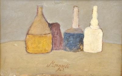 Appraisal: Georgio Morandi Italian - Still life Oil on paper mounted